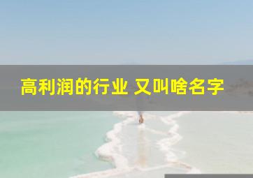 高利润的行业 又叫啥名字